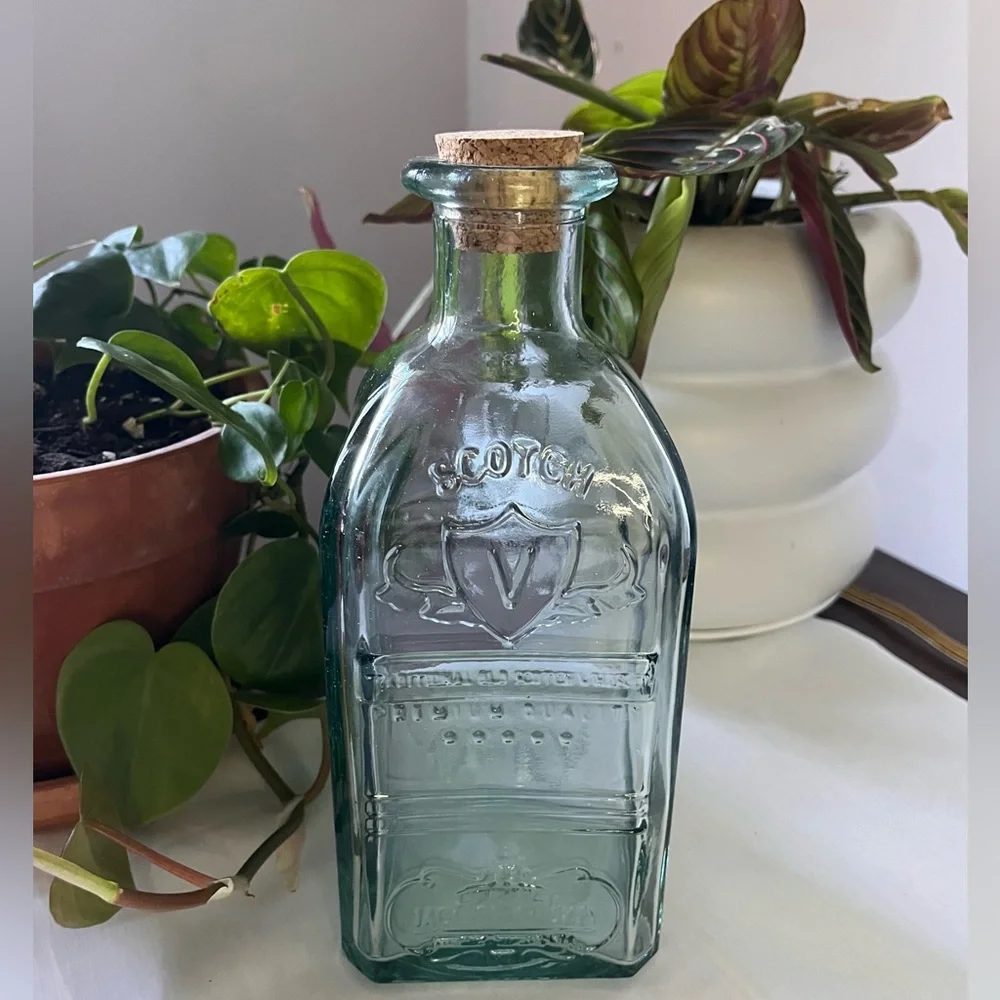 Vintage Inspired Decorative Glass Bottle w/ Cork Stopper